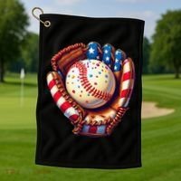 Patriotic Baseball Glove Drip Ice Cream Sprinkles 4th July Golf Towel thumb 1