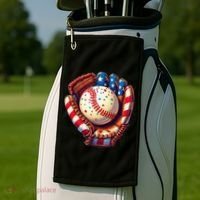 Patriotic Baseball Glove Drip Ice Cream Sprinkles 4th July Golf Towel thumb 2