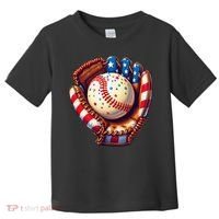 Patriotic Baseball Glove Drip Ice Cream Sprinkles 4th July Toddler T-Shirt thumb 0