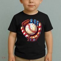 Patriotic Baseball Glove Drip Ice Cream Sprinkles 4th July Toddler T-Shirt thumb 2
