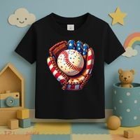 Patriotic Baseball Glove Drip Ice Cream Sprinkles 4th July Toddler T-Shirt thumb 3