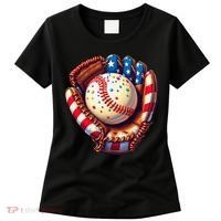 Patriotic Baseball Glove Drip Ice Cream Sprinkles 4th July Women's T-Shirt thumb 0