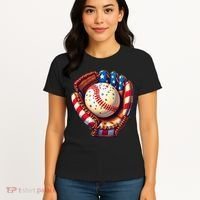 Patriotic Baseball Glove Drip Ice Cream Sprinkles 4th July Women's T-Shirt thumb 4