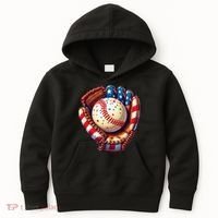 Patriotic Baseball Glove Drip Ice Cream Sprinkles 4th July Kids Hoodie thumb 0