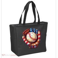 Patriotic Baseball Glove Drip Ice Cream Sprinkles 4th July Tote Bag thumb 2