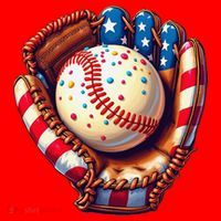 Patriotic Baseball Glove Drip Ice Cream Sprinkles 4th July Santa Hat thumb 1