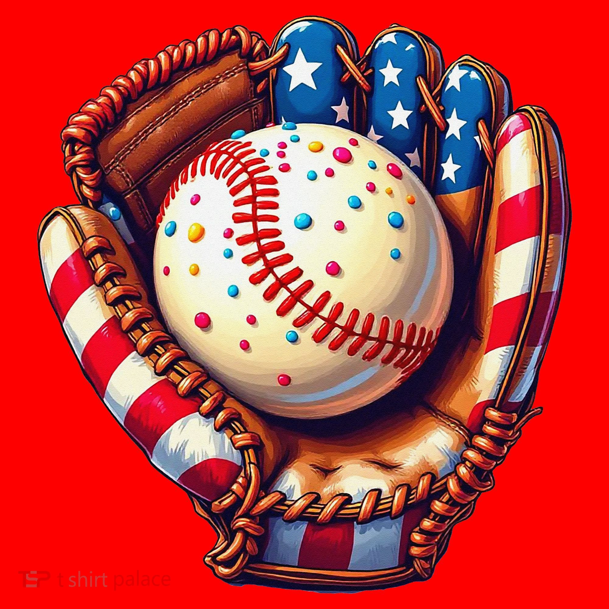 Patriotic Baseball Glove Drip Ice Cream Sprinkles 4th July Santa Hat
