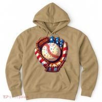 Patriotic Baseball Glove Drip Ice Cream Sprinkles 4th July Hoodie thumb 0