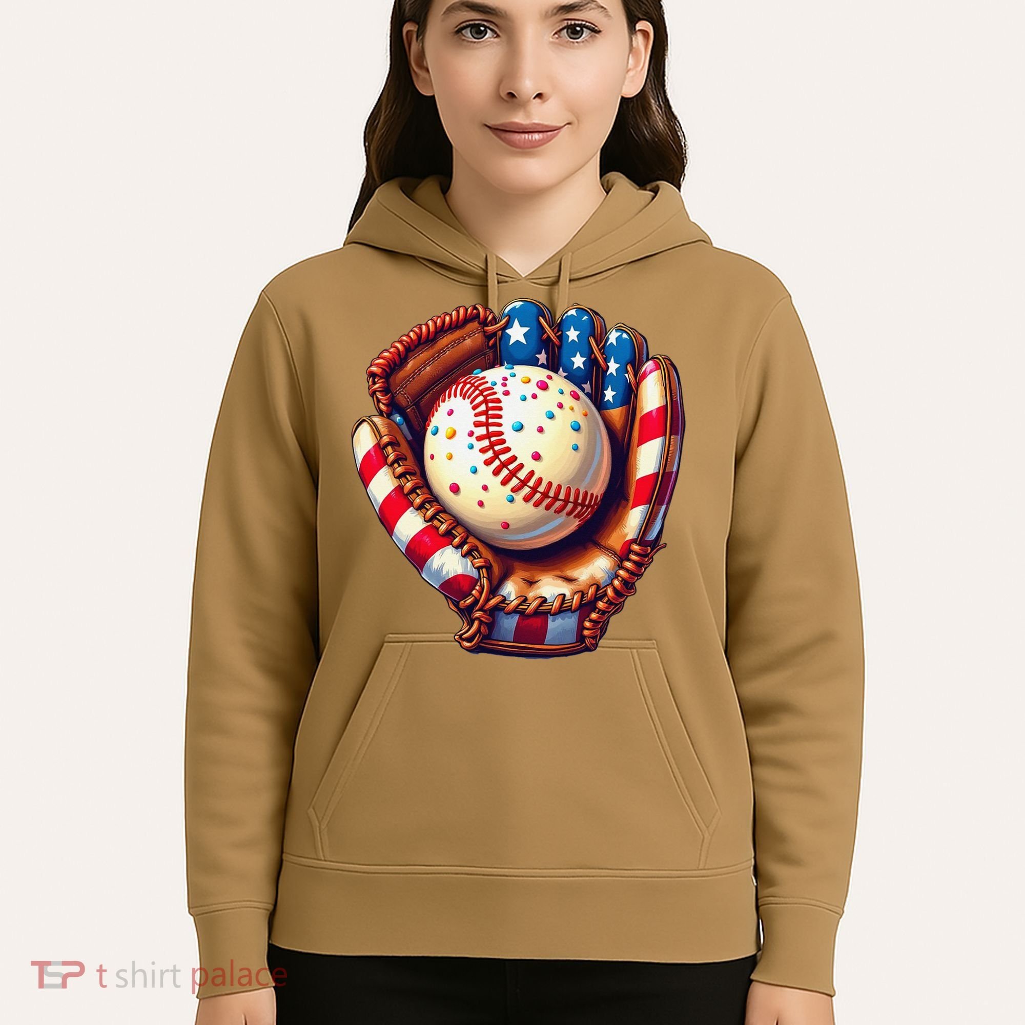 Patriotic Baseball Glove Drip Ice Cream Sprinkles 4th July Hoodie