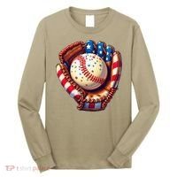 Patriotic Baseball Glove Drip Ice Cream Sprinkles 4th July Long Sleeve Shirt thumb 0