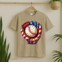 Patriotic Baseball Glove Drip Ice Cream Sprinkles 4th July T-Shirt thumb 2