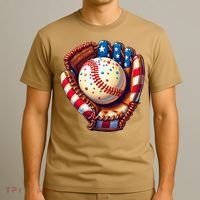 Patriotic Baseball Glove Drip Ice Cream Sprinkles 4th July T-Shirt thumb 3