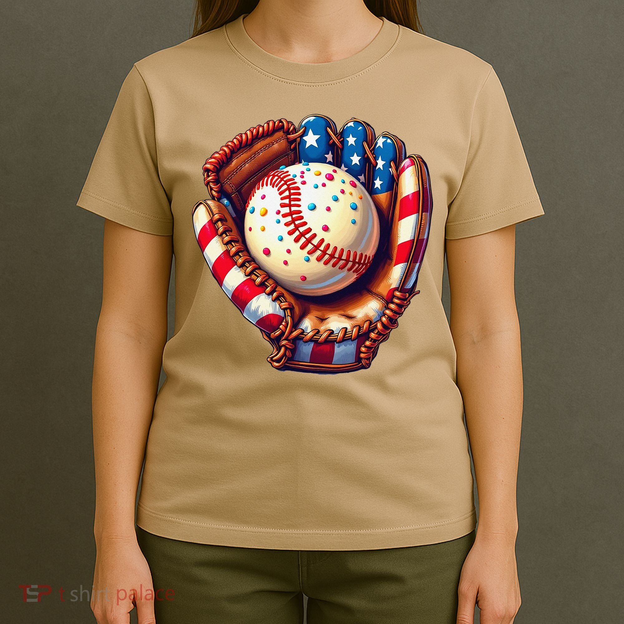 Patriotic Baseball Glove Drip Ice Cream Sprinkles 4th July T-Shirt