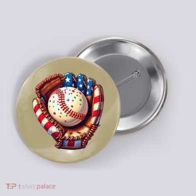 Patriotic Baseball Glove Drip Ice Cream Sprinkles 4th July Button