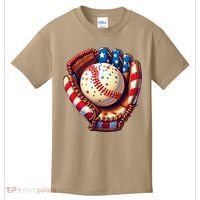 Patriotic Baseball Glove Drip Ice Cream Sprinkles 4th July Kids T-Shirt thumb 0