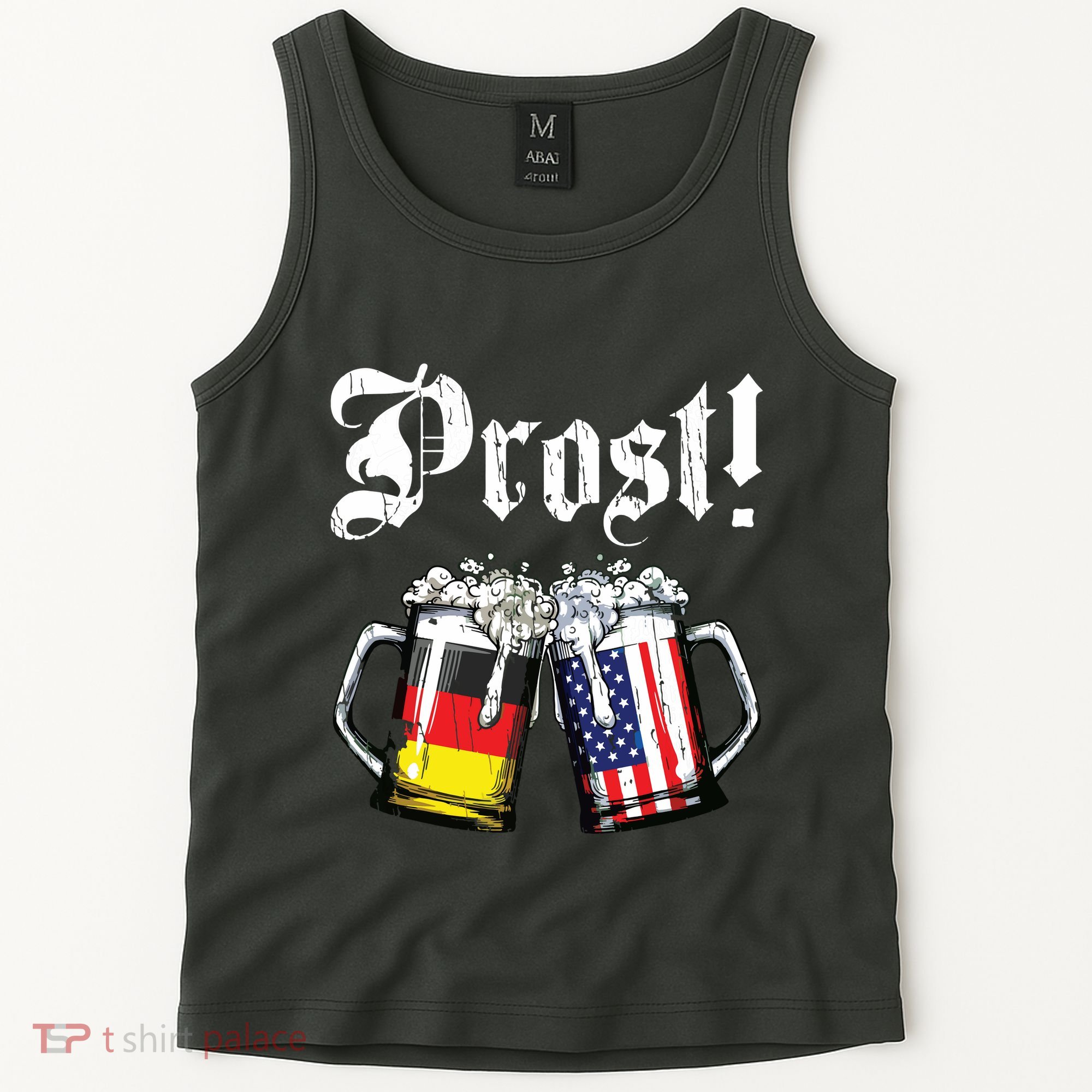 Prost Beer German American Flag Oktoberfest Mug Tank Top