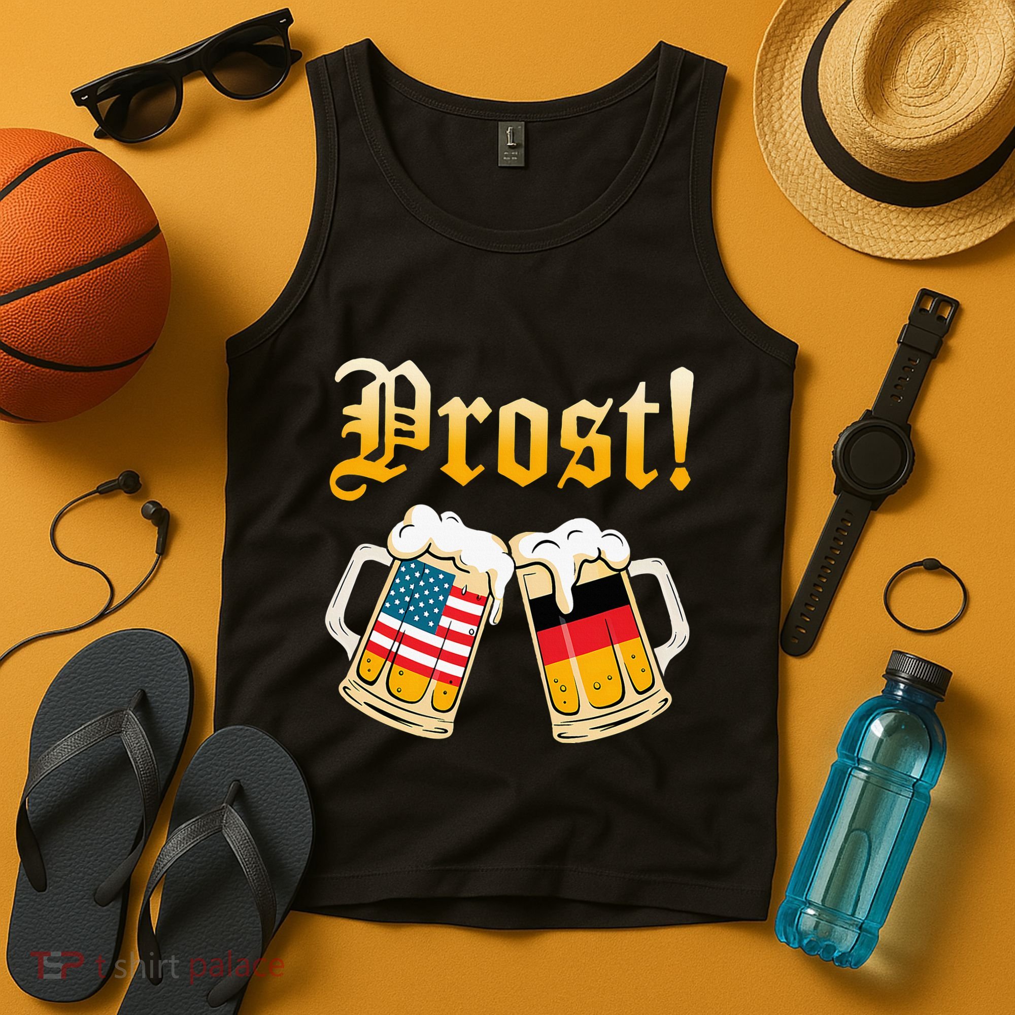 Prost Beer German American Flag Oktoberfest Tank Top