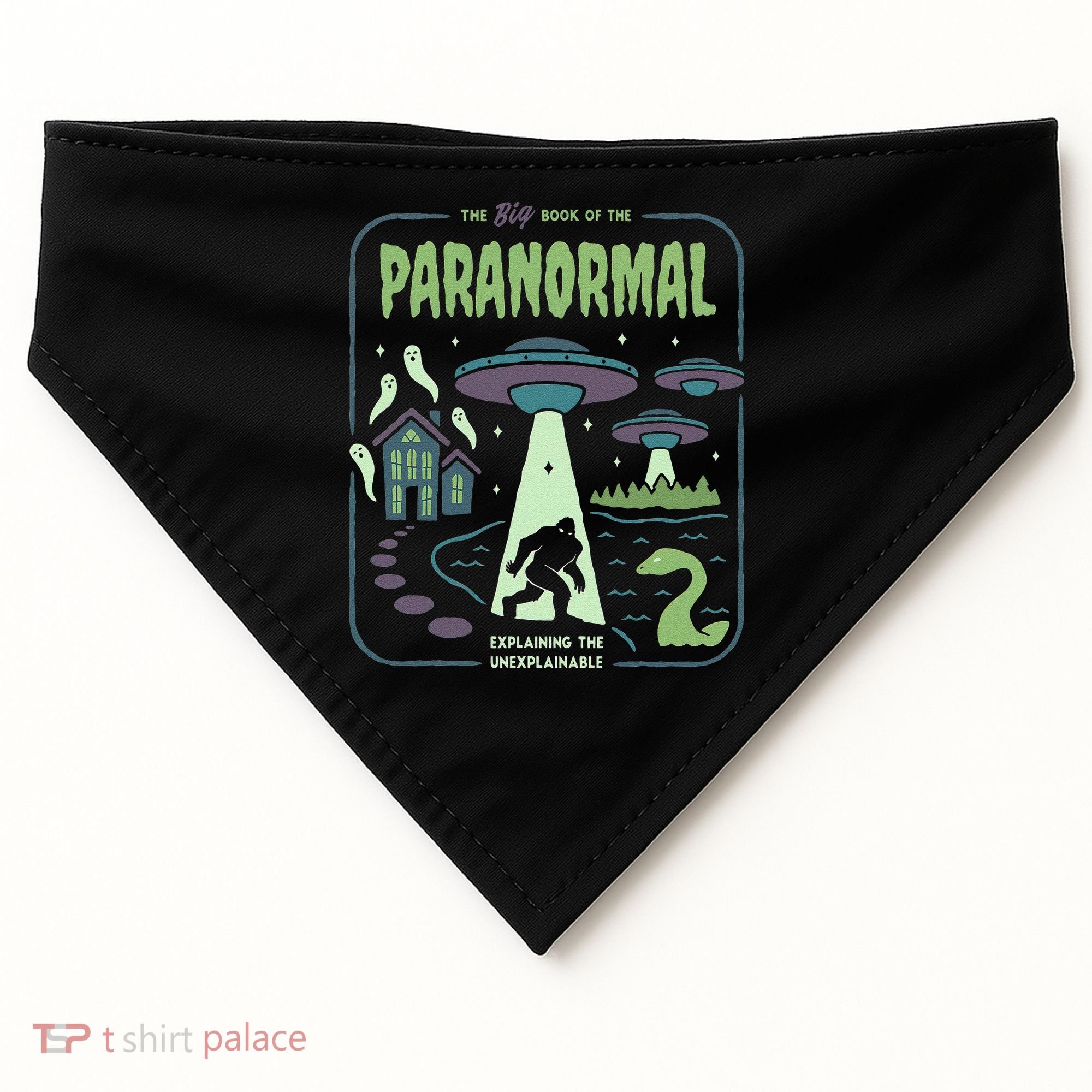 Paranormal Bigfoot Ghosts Aliens Sasquatch UFO Halloween USA-Made Doggie Bandana