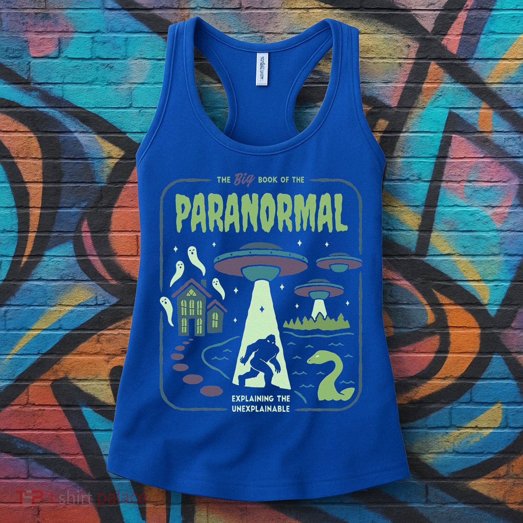 Paranormal Bigfoot Ghosts Aliens Sasquatch UFO Halloween Women's Tank Top