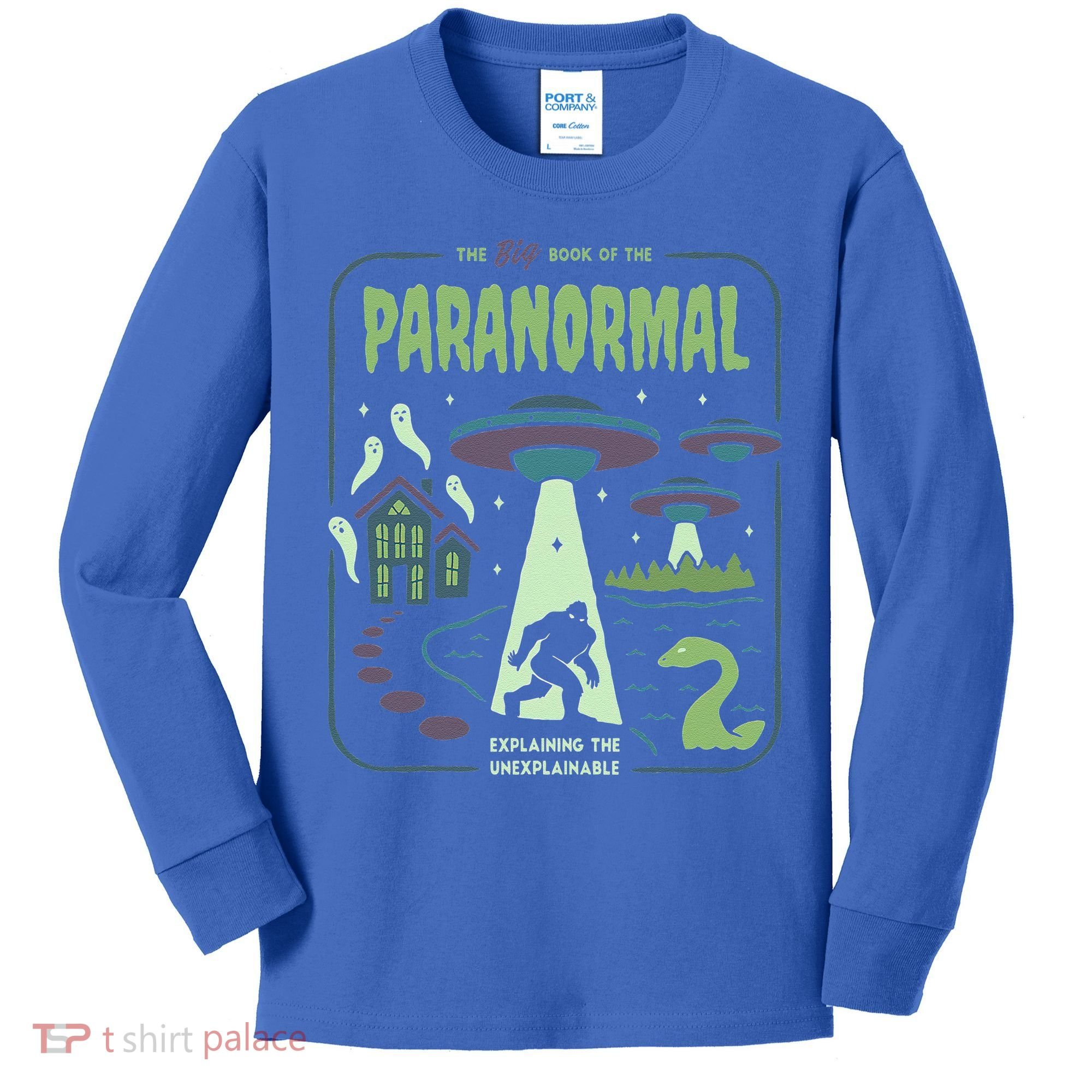 Paranormal Bigfoot Ghosts Aliens Sasquatch UFO Halloween Kids Long Sleeve Shirt