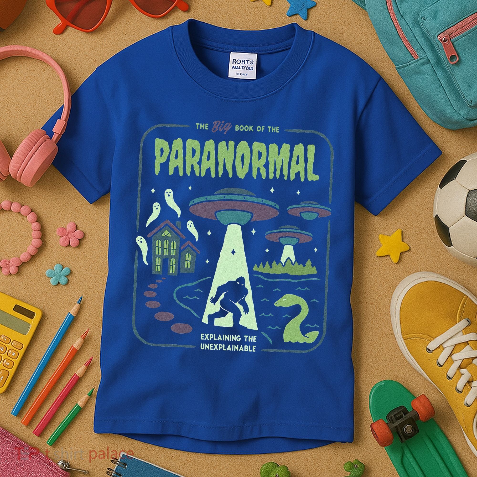 Paranormal Bigfoot Ghosts Aliens Sasquatch UFO Halloween Kids T-Shirt