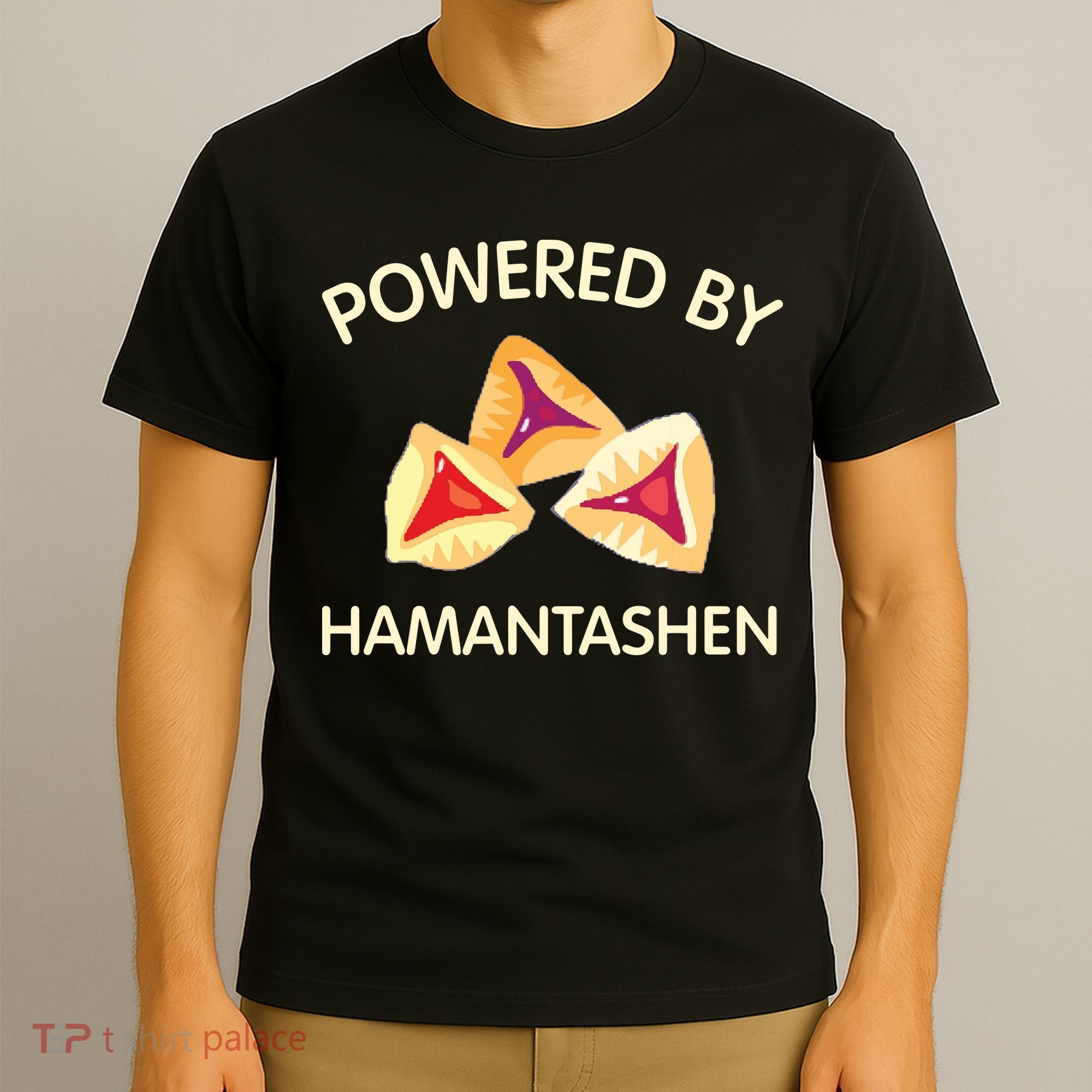 Powered By Hamantashen Happy Purim Costume Party Jewish T-Shirt