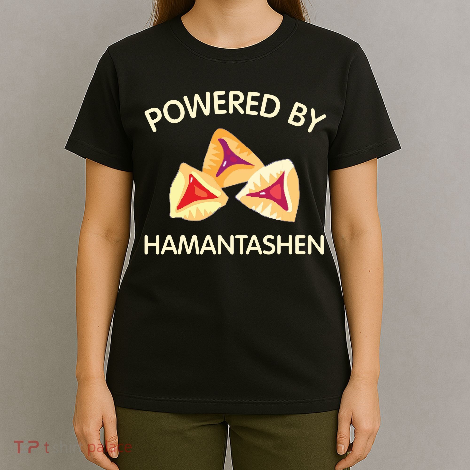 Powered By Hamantashen Happy Purim Costume Party Jewish T-Shirt