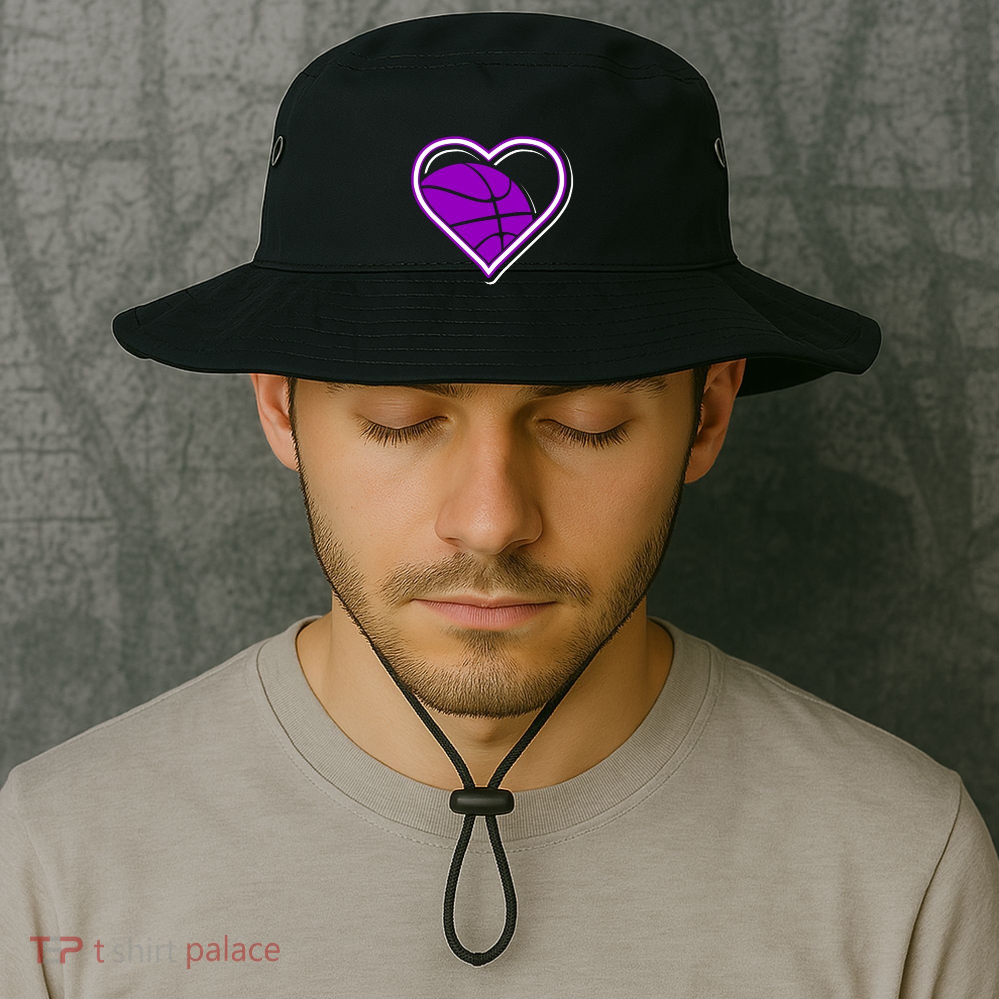 Purple Basketball Heart For Basketball Lovers Funny Gift Bucket Hat