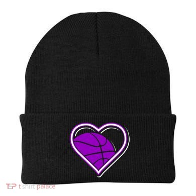 Purple Basketball Heart For Basketball Lovers Funny Gift Beanie