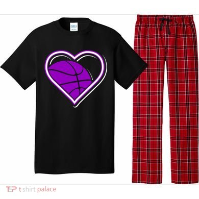 Purple Basketball Heart For Basketball Lovers Funny Gift Pajama Set