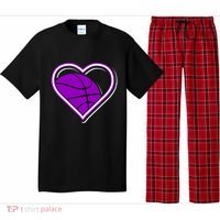 Purple Basketball Heart For Basketball Lovers Funny Gift Pajama Set thumb 0