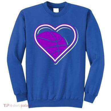 Purple Basketball Heart For Basketball Lovers Funny Gift Sweatshirt