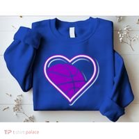 Purple Basketball Heart For Basketball Lovers Funny Gift Sweatshirt thumb 2