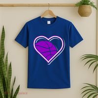 Purple Basketball Heart For Basketball Lovers Funny Gift T-Shirt thumb 2
