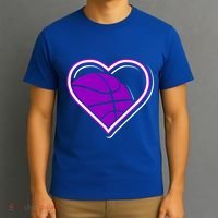 Purple Basketball Heart For Basketball Lovers Funny Gift T-Shirt thumb 3