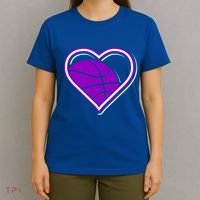 Purple Basketball Heart For Basketball Lovers Funny Gift T-Shirt thumb 4
