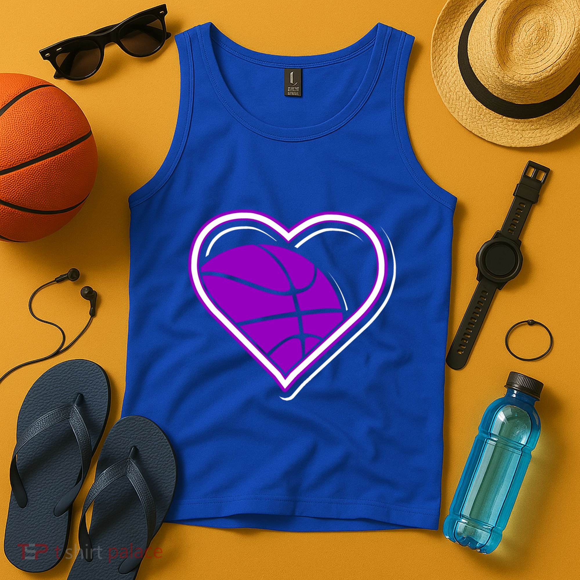 Purple Basketball Heart For Basketball Lovers Funny Gift Tank Top