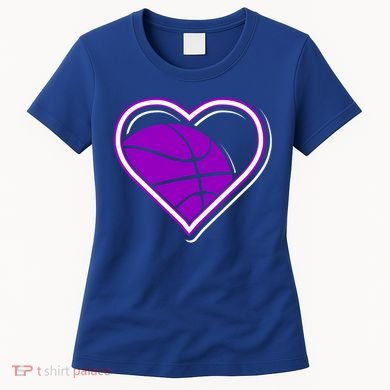 Purple Basketball Heart For Basketball Lovers Funny Gift Women's T-Shirt