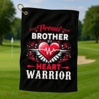 Proud Brother Heart Warrior Chd Awareness Congenital Defect Golf Towel thumb 1