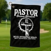 Pastor Because Hardcore Devil Stomping Ninja IsnT An Offici Golf Towel thumb 1