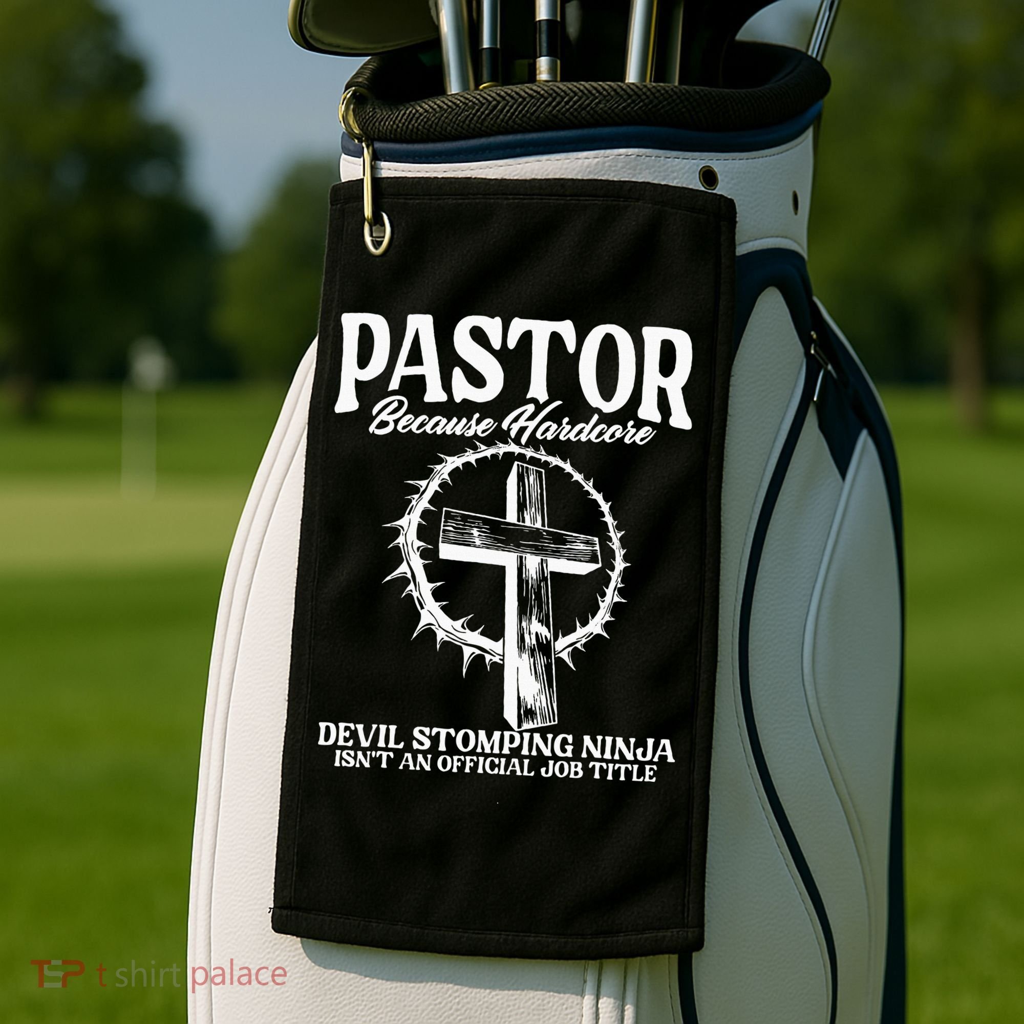 Pastor Because Hardcore Devil Stomping Ninja IsnT An Offici Golf Towel