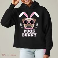 Pugs Bunny Happy Easter Puggy Pug Lover Easter Bunny Dog Ladies Heavyweight Boxy Pullover Hoodie thumb 0