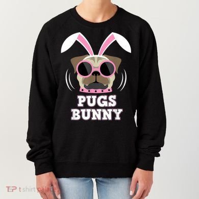 Pugs Bunny Happy Easter Puggy Pug Lover Easter Bunny Dog Women's Sweatshirt