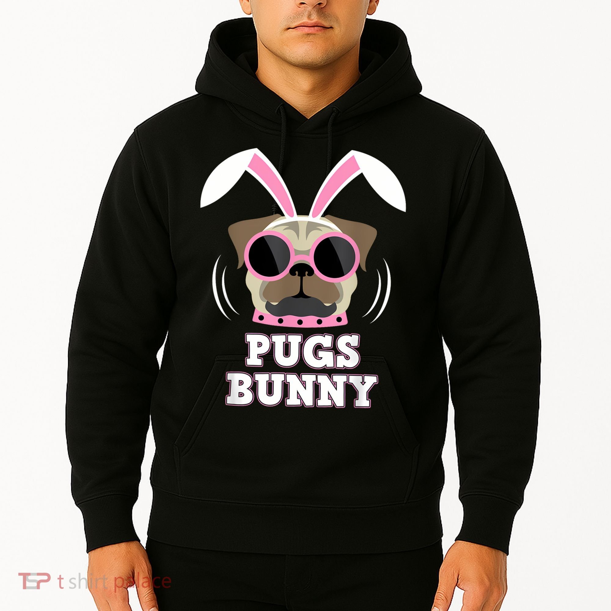 Pugs Bunny Happy Easter Puggy Pug Lover Easter Bunny Dog Hoodie