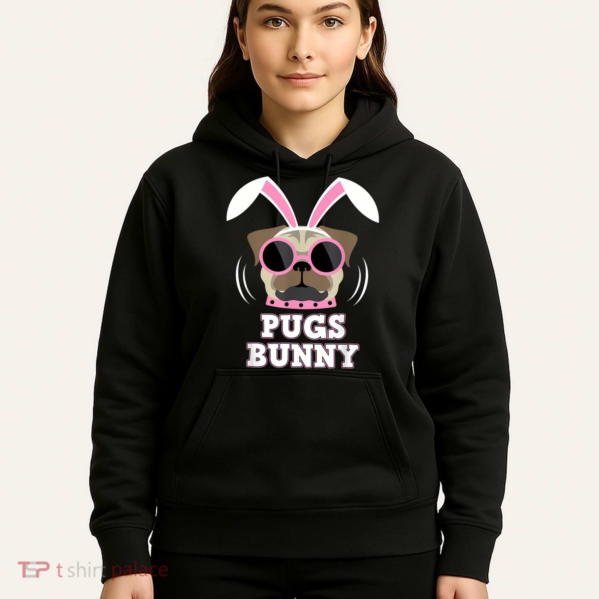 Pugs Bunny Happy Easter Puggy Pug Lover Easter Bunny Dog Hoodie