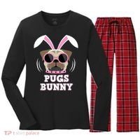 Pugs Bunny Happy Easter Puggy Pug Lover Easter Bunny Dog Women's Long Sleeve Flannel Pajama Set  thumb 0