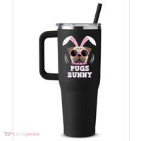 Pugs Bunny Happy Easter Puggy Pug Lover Easter Bunny Dog 40oz Vacuum Insulated Stainless Steel Travel Tumbler thumb 2