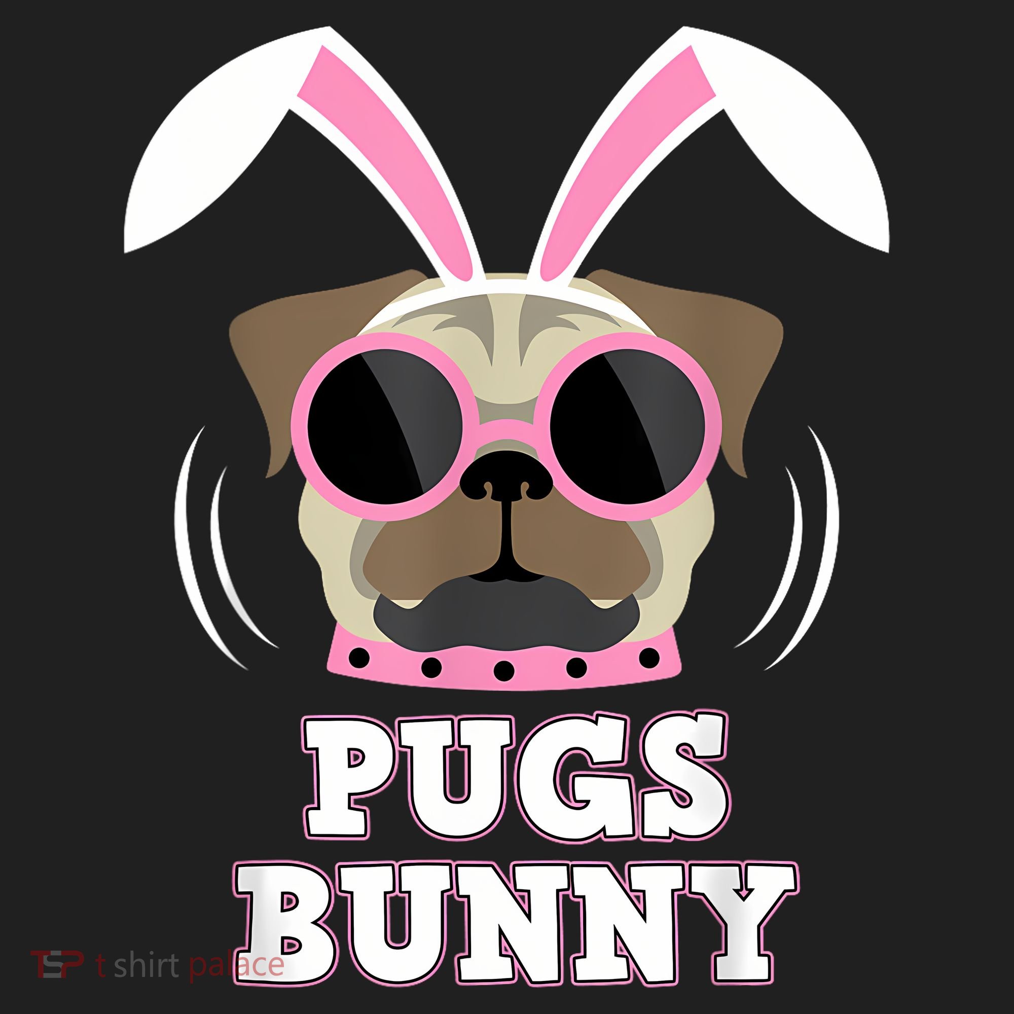 Pugs Bunny Happy Easter Puggy Pug Lover Easter Bunny Dog 40oz Vacuum Insulated Stainless Steel Travel Tumbler