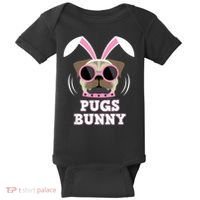 Pugs Bunny Happy Easter Puggy Pug Lover Easter Bunny Dog Baby Bodysuit thumb 0