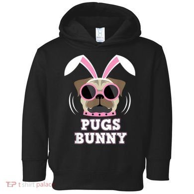 Pugs Bunny Happy Easter Puggy Pug Lover Easter Bunny Dog Toddler Hoodie